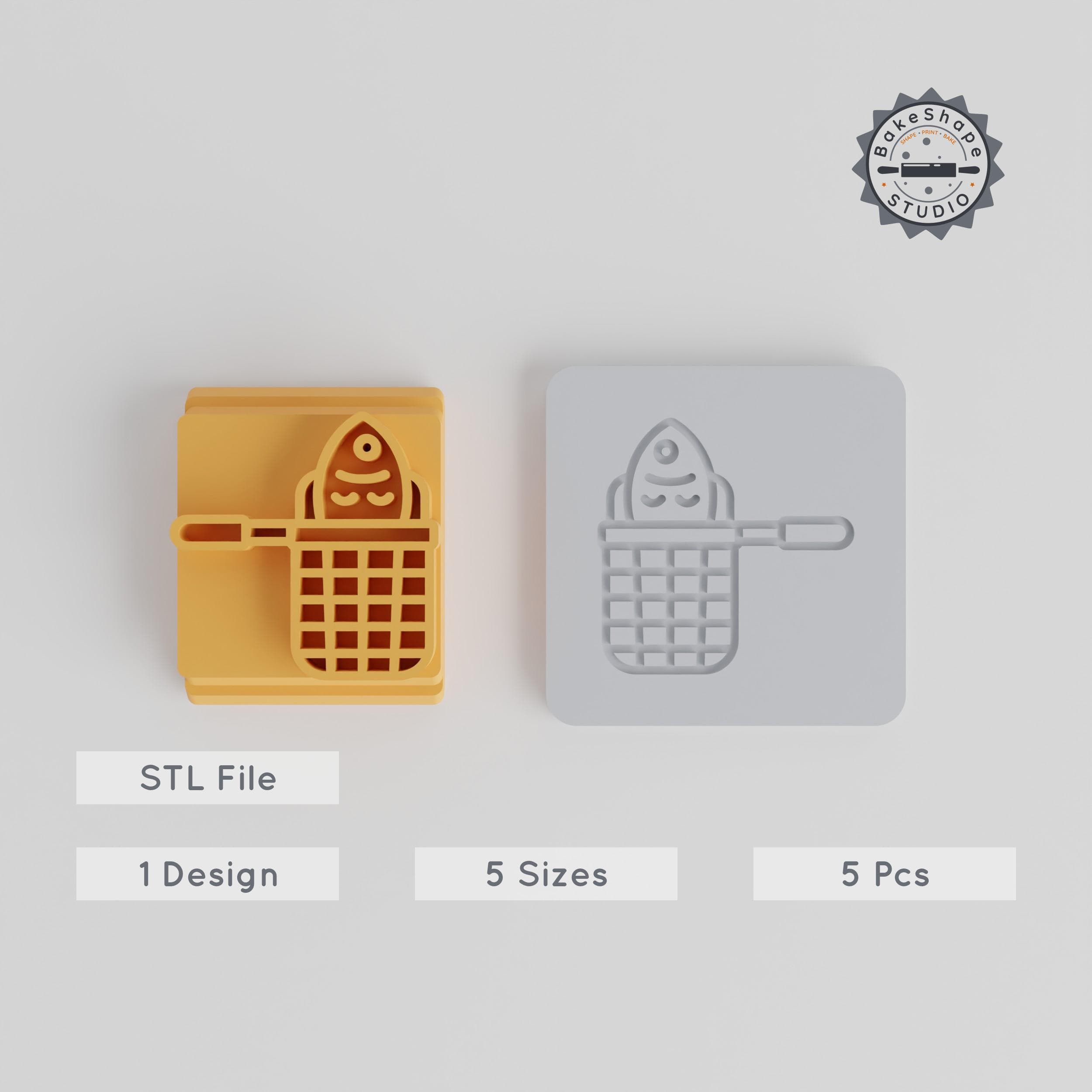 Fish Net Stamp Tile Set, 5 Sizes for Clay & Cookie Decoration, 20-40mm Motif Designs PRODUCT_1636 3d model