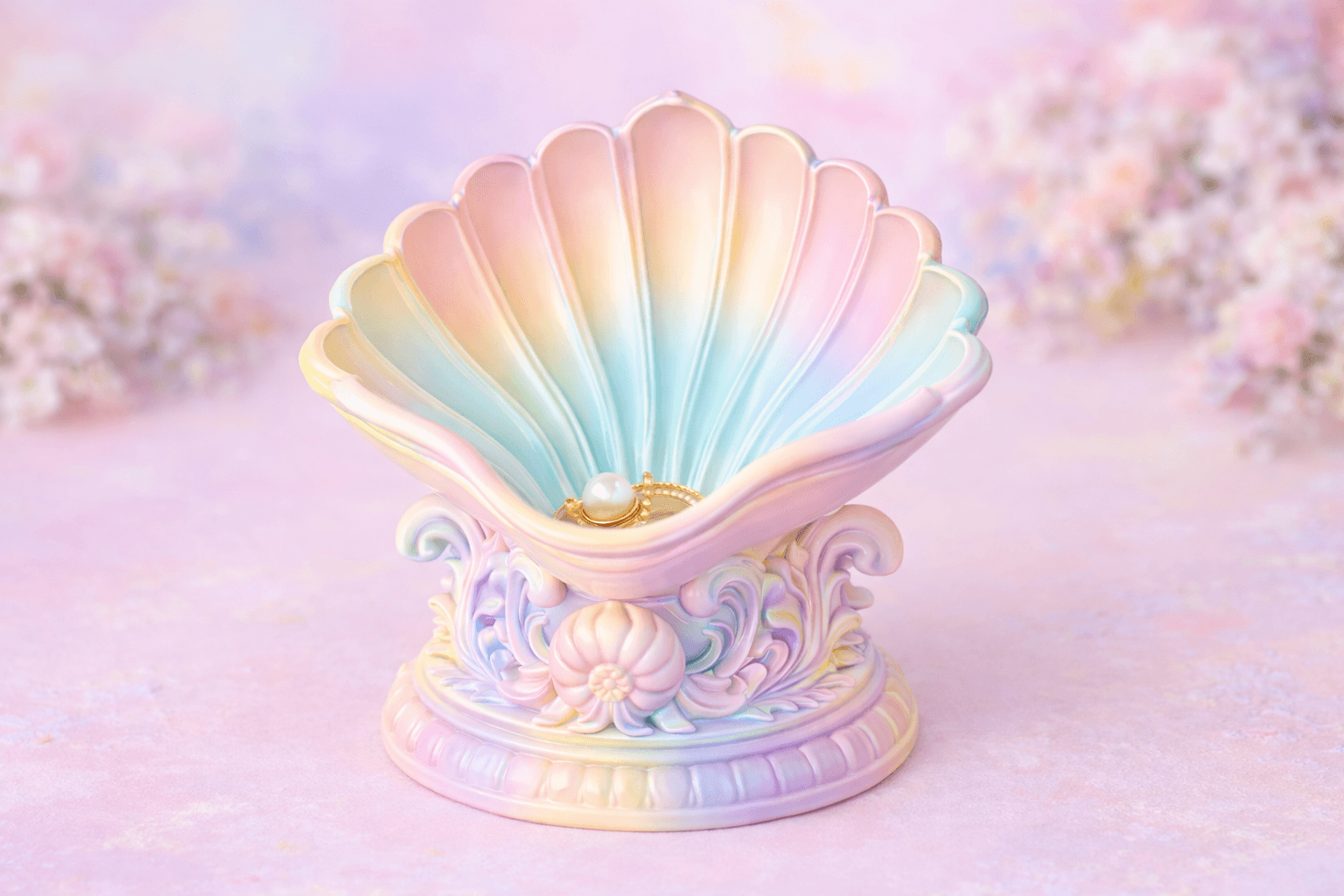 Sea Shell Trinket Dish STL – Elegant Ocean Jewelry Holder – 3D Printable Decorative Vanity Bowl – Co 3d model