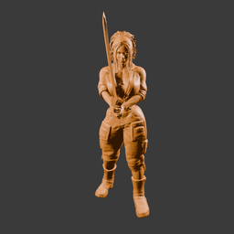 Black woman wielding a katana v 2.0 3d model