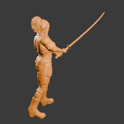 Black woman wielding a katana v 2.0 3d model