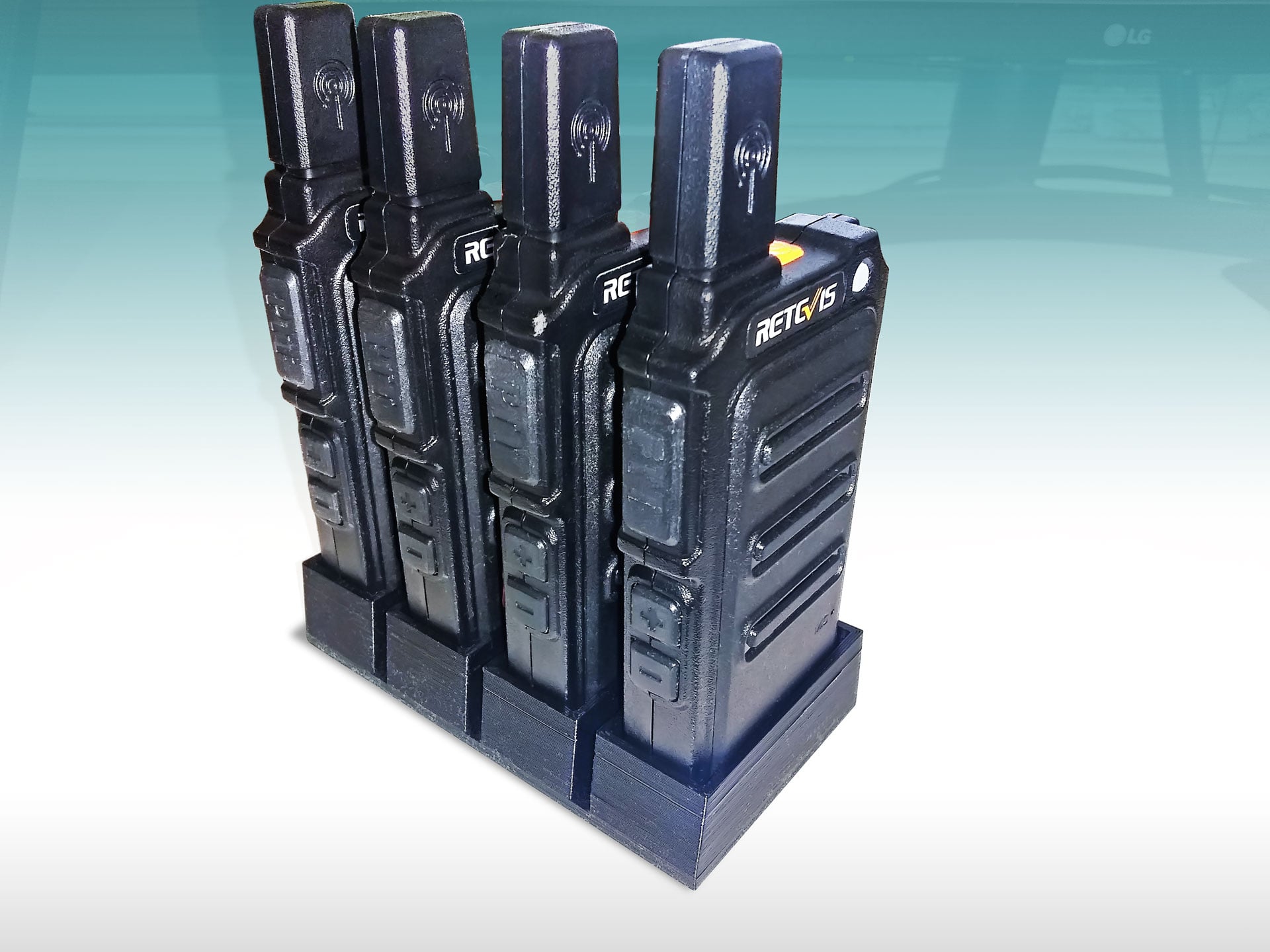 Walkie talkie 2 way radio cradle for four pack set 3d model