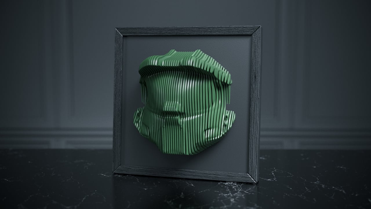 Master Chief Layered Wall Art — 3D Printable Halo Wall Decor for Gaming Room 3d model