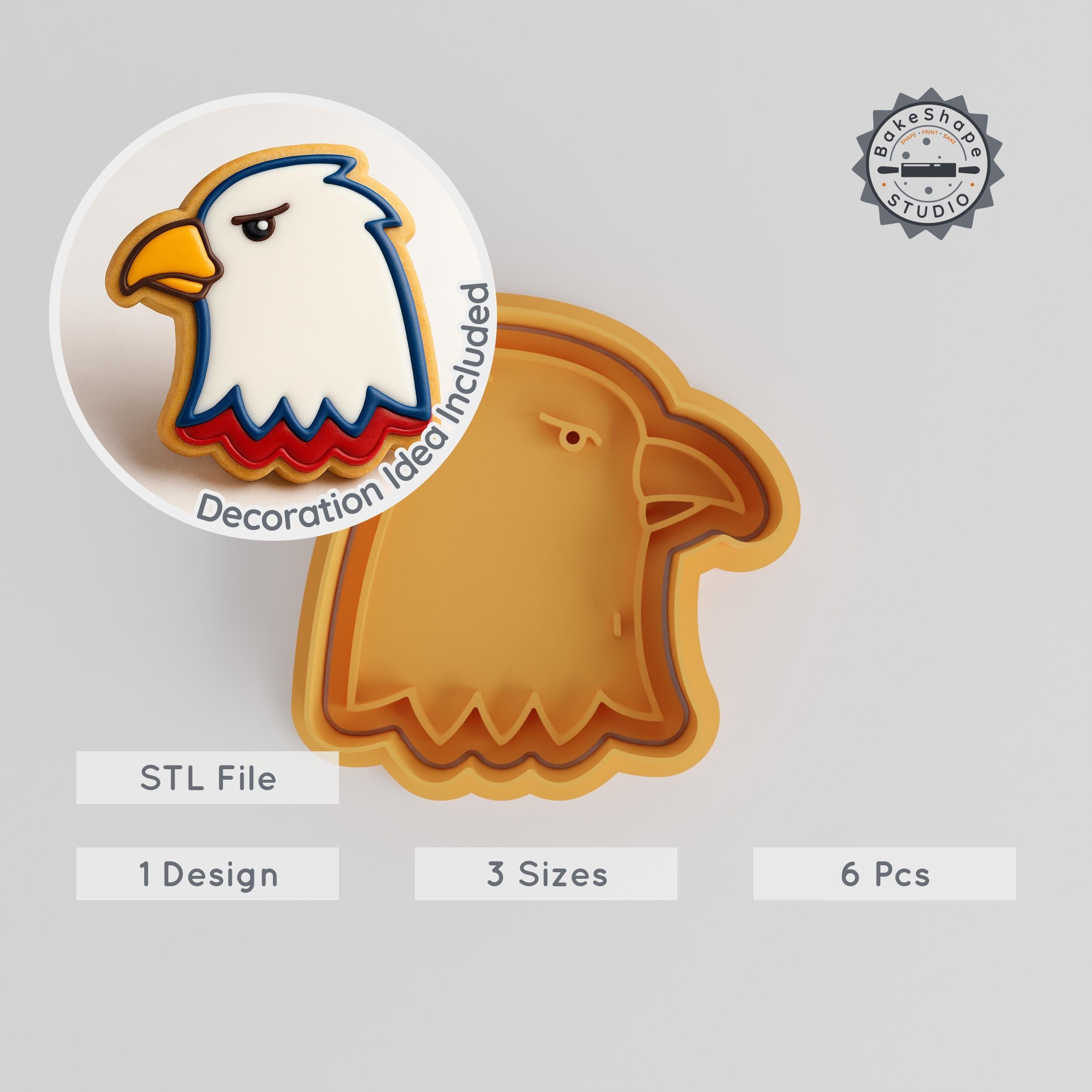 Eagle Cookie Cutter & Stamp Set, Mighty Bird Shapes, S/M/L Sizes, 6-Piece, Perfect for Cookies & Fondant PRODUCT_2829 3d model