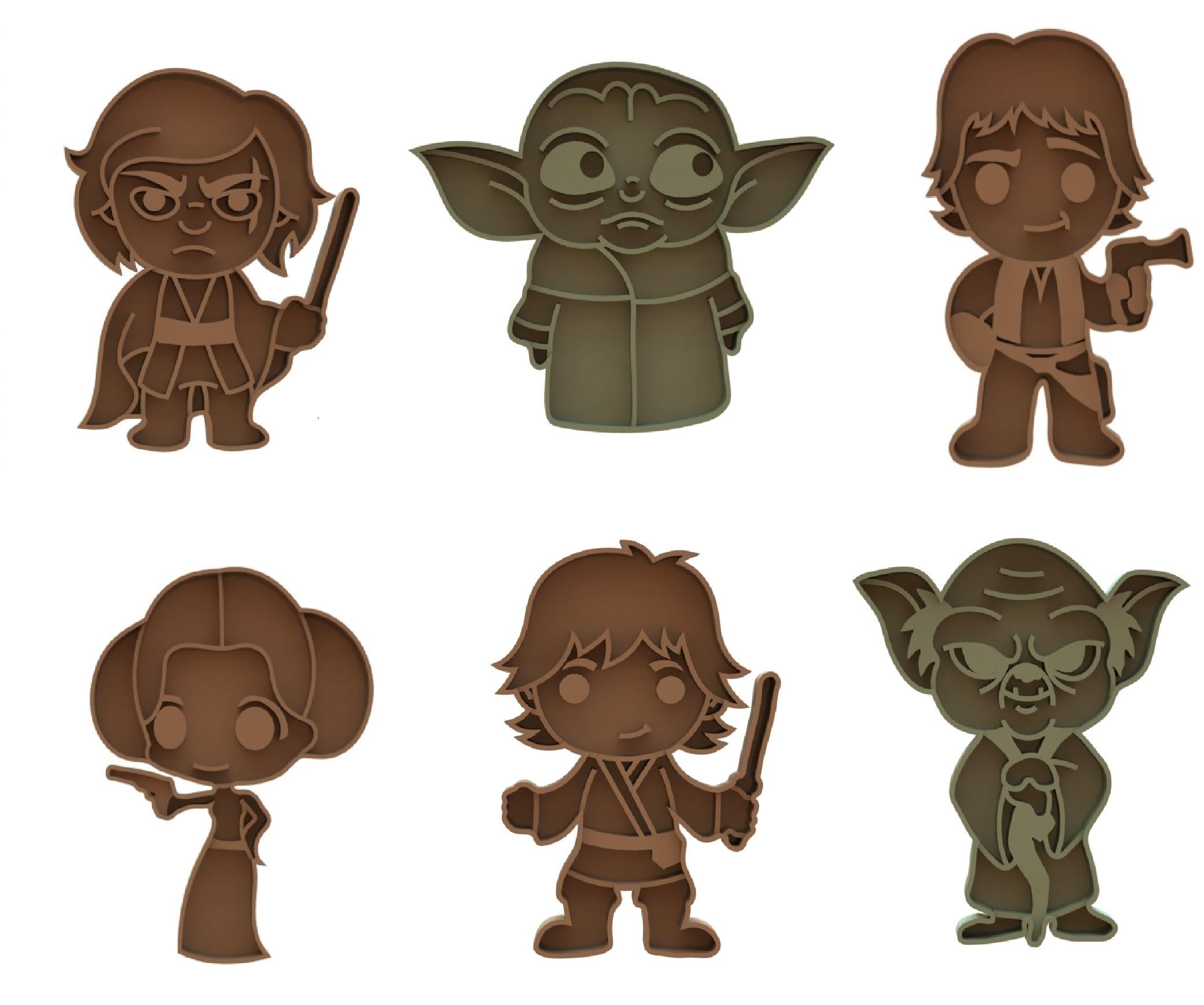 Star wars cookie cutters pack 3d model