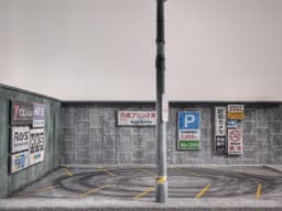 Japanese-Style Open Parking Lot Diorama for Hot Wheels and 1/64 Scale Diecast Cars & Figure 3d model