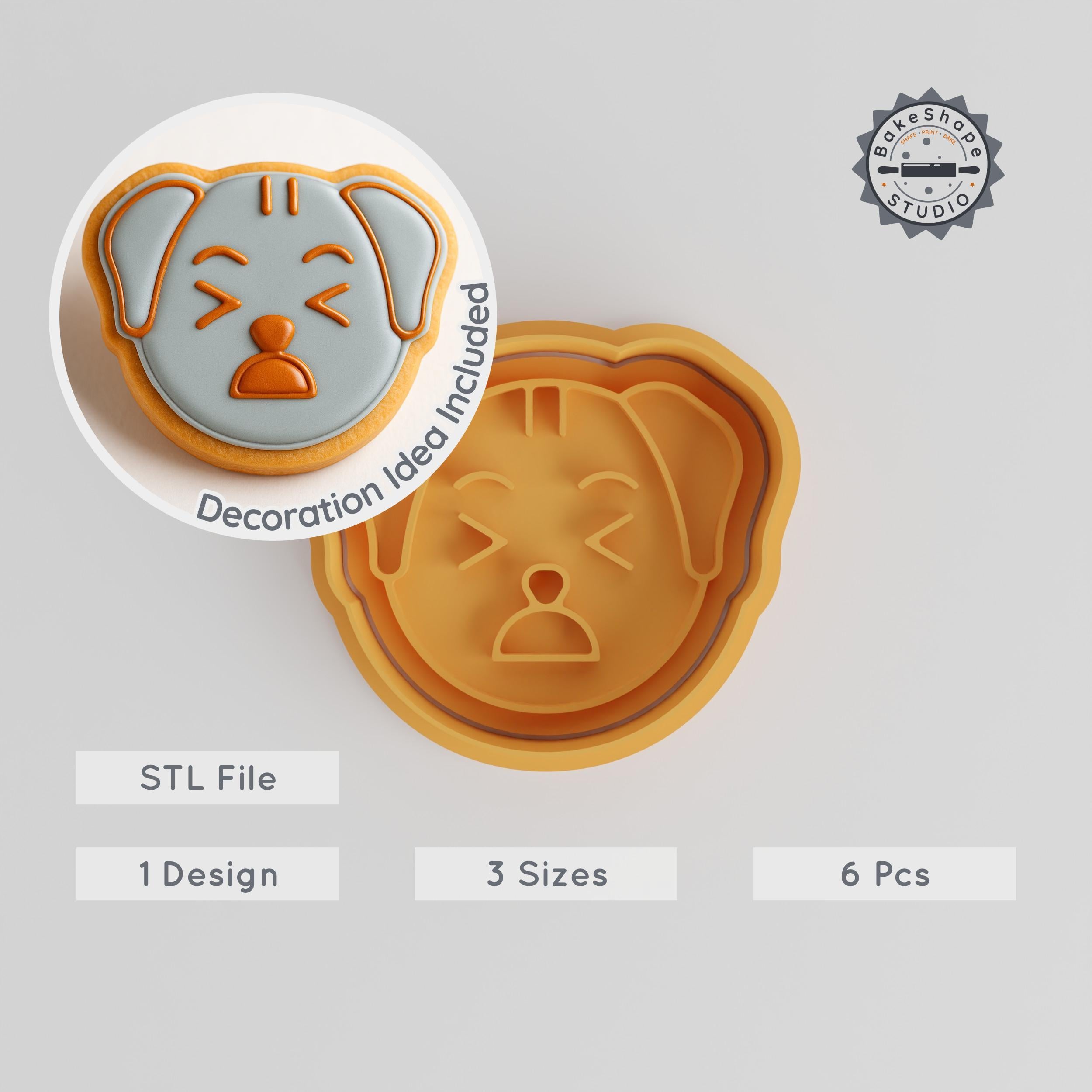 Animal Cookie Cutter & Stamp Set, 3 Sizes, Sad Dog Design, Fondant & Cookie Baking Tool PRODUCT_875 3d model