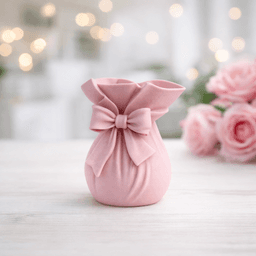 Ribbon Bouquet Vase | Elegant Flower Bag Vase with Bow | Romantic Home Valentine Decor 3d model
