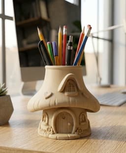 Mushroom House Pencil Holder 3d model