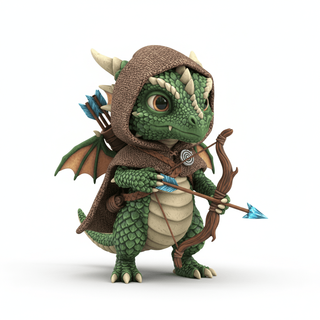 Cute Dragon : Tiny Archer Dragon Fantasy Creature 3d model