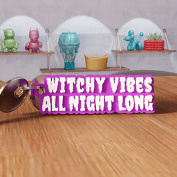 Witchy Vibes All Night Long Spooky Keychain 3d model