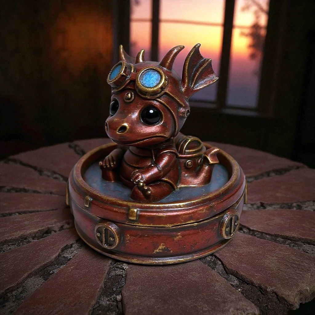 Steampunk Baby Dragon - Trinket Jar 3d model