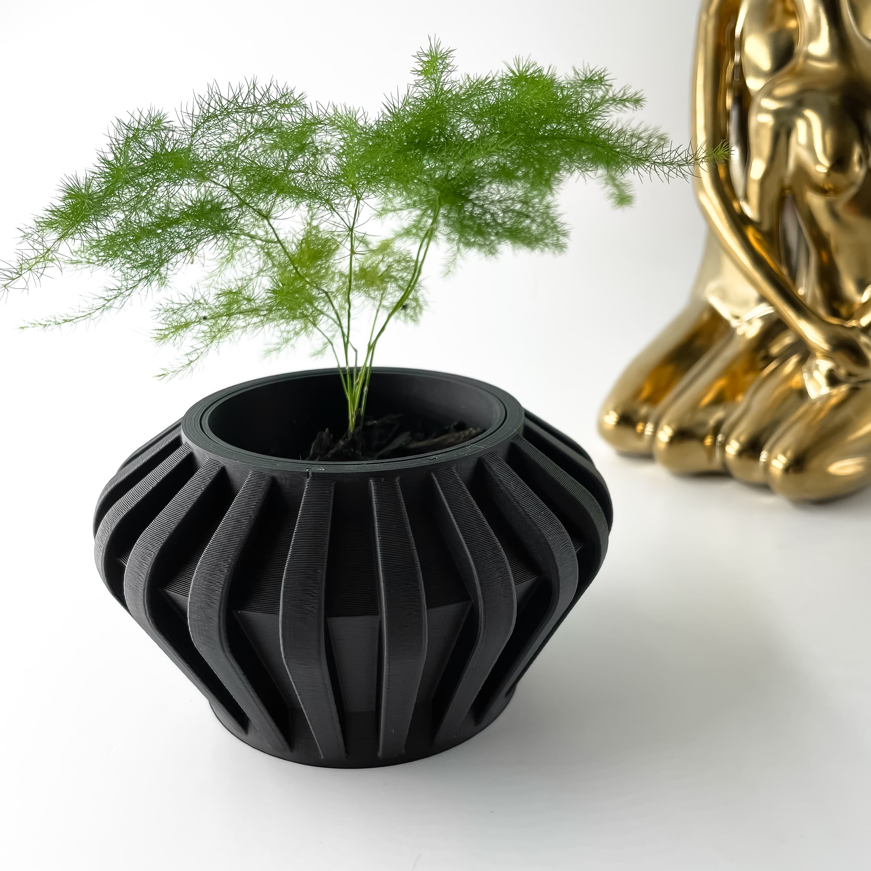 The Hino Planter Pot with Drainage Tray & Stand | Modern and Unique Home Decor for Plants 3d model
