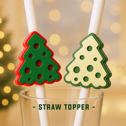 Christmas Straw Topper, Christmas Tree, 10mm, Holiday Straw, Christmas Decors, Gift for Christmas 3d model