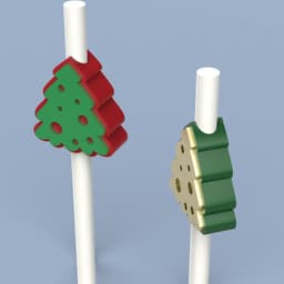 Christmas Straw Topper, Christmas Tree, 10mm, Holiday Straw, Christmas Decors, Gift for Christmas 3d model