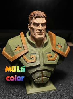 Armored Soldier Bust Multi-Color 3MF | Gaming Decor | Bambu Ready 3d model
