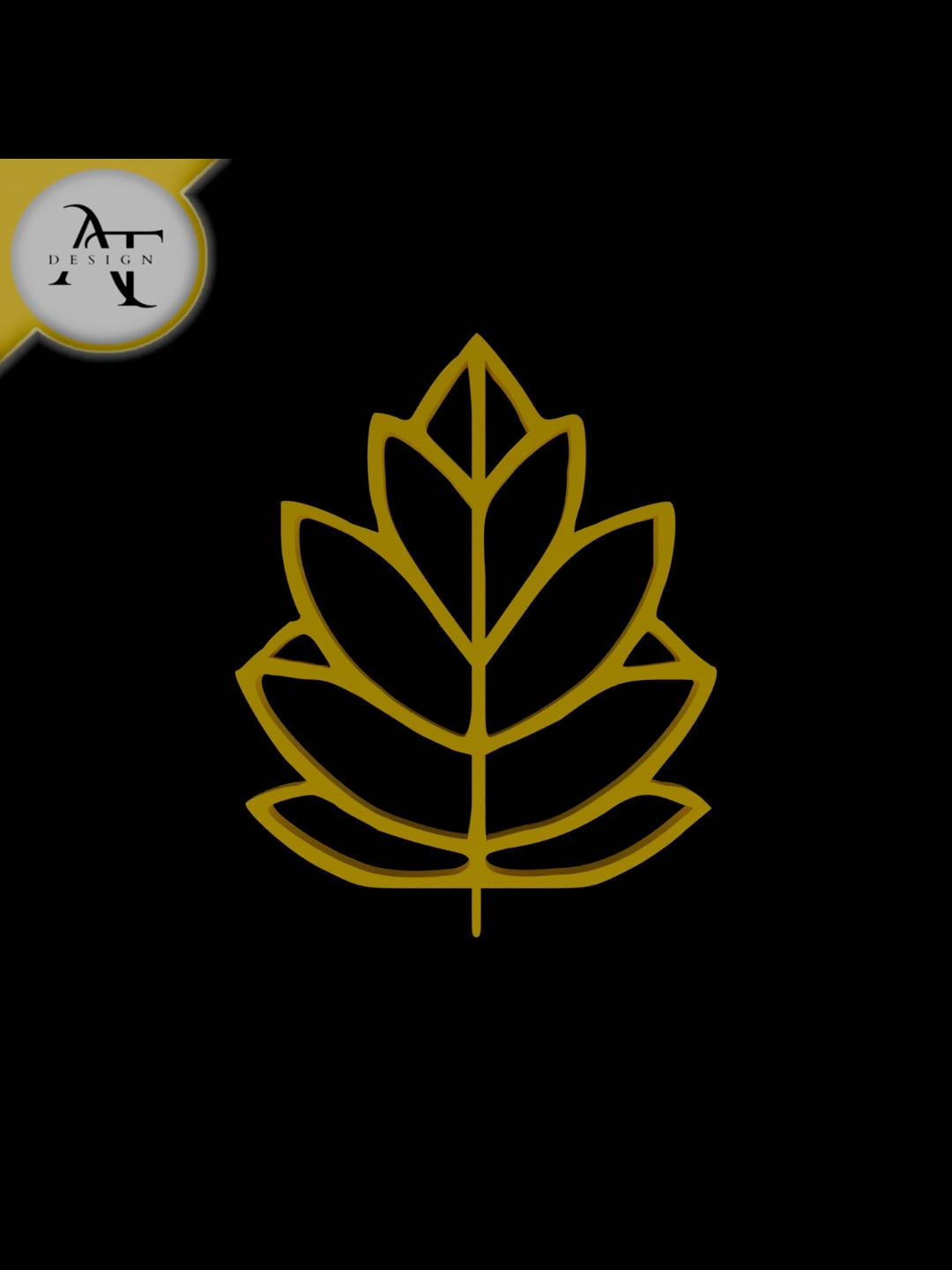 Simple Leaf Symbol - 2D Art 3d model