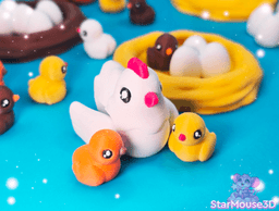 Chicken Flexis + Chick, Nest & Eggs 3d model