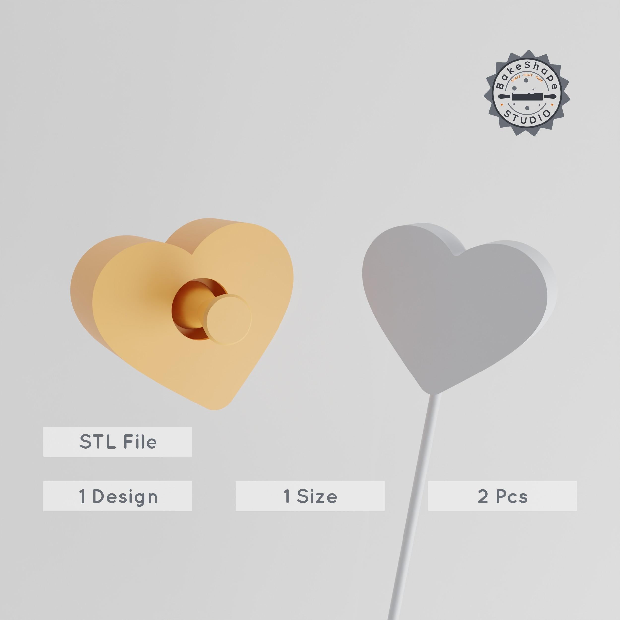 Heart Shape Cake Pop Mold, Romantic Love & Affection Emblem, 3D Printing STL Files PRODUCT_1005 3d model