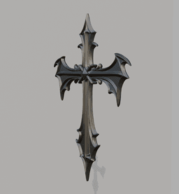 Gothic Bat Cross Wall Decor – Dark Ornamental Cross 3d model