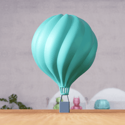 Spiral Hot Air Balloon Sculpture - Minimalist Sky Decor 3d model