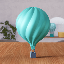 Spiral Hot Air Balloon Sculpture - Minimalist Sky Decor 3d model