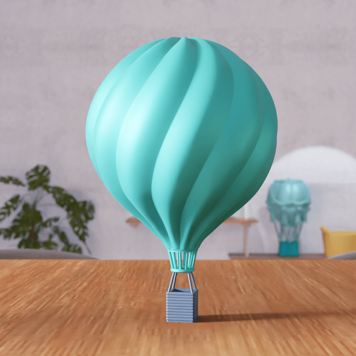 Spiral Hot Air Balloon Sculpture - Minimalist Sky Decor 3d model