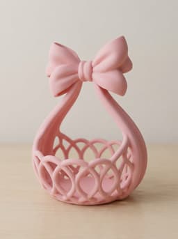 Coquette Bow Vanity Basket - Elegant Perfume & Jewelry Organizer 3d model