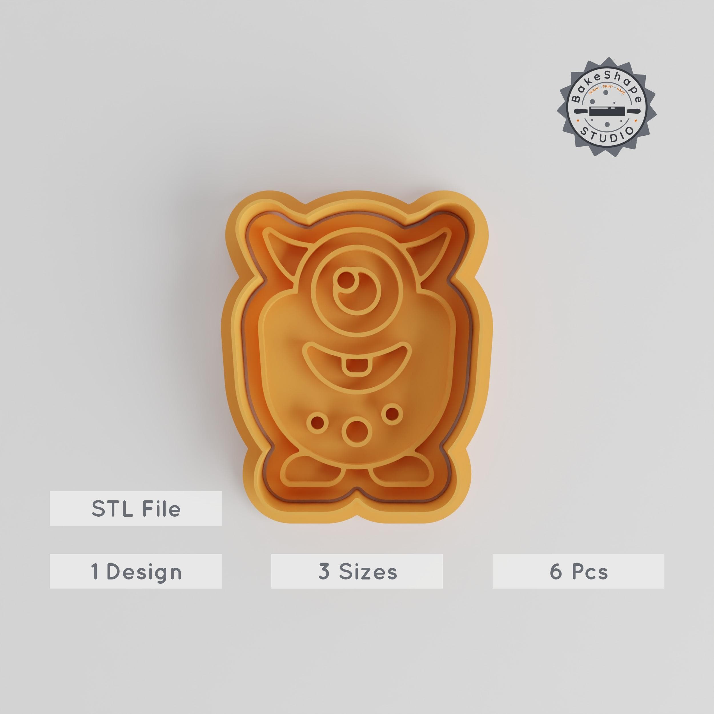 No Arms Monster Shape Cutter & Stamp Set, Cartoon Creature, Cookie & Fondant, 3 Sizes, 6 Piece Bundle PRODUCT_3034 3d model