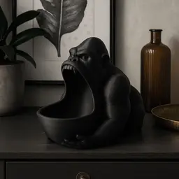 Gorilla Shaped Bowl & Holder - Unique Home Decor 3d model