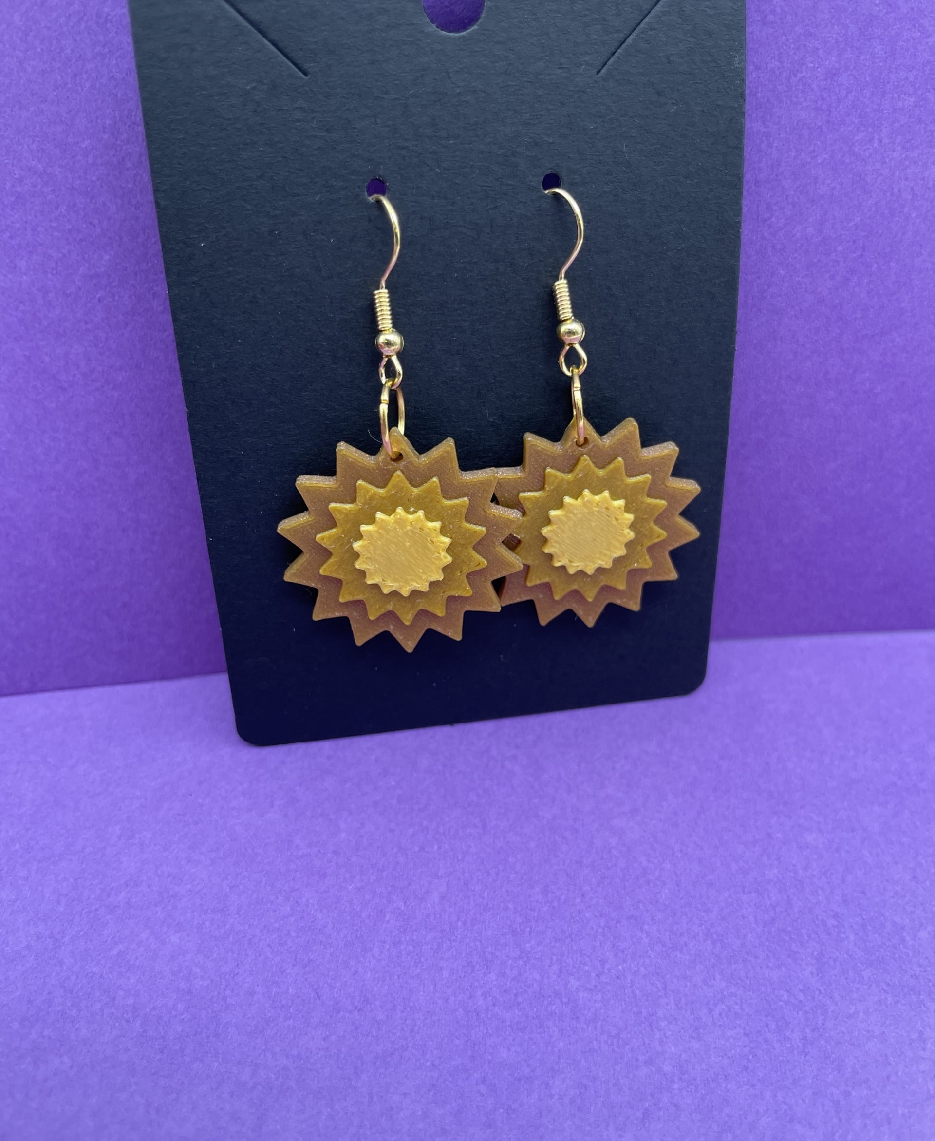 Star and Sun 3D Printed Earrings 3d model