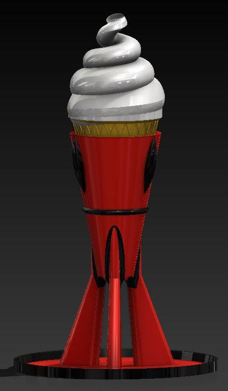 Rocket Shaped Ice Cream Cone Holder  3d model