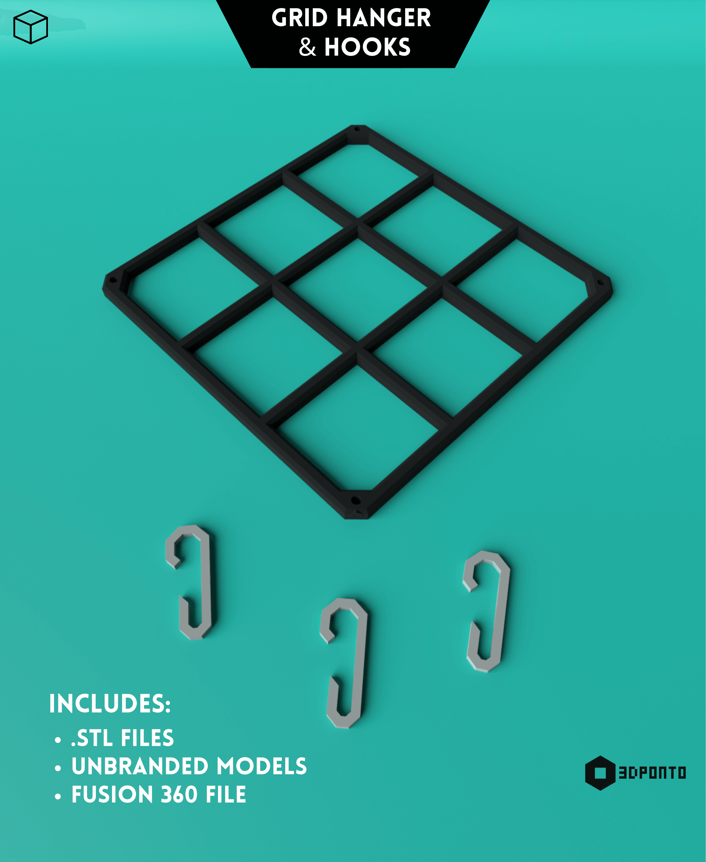 Grid Hanger and Hooks 3d model