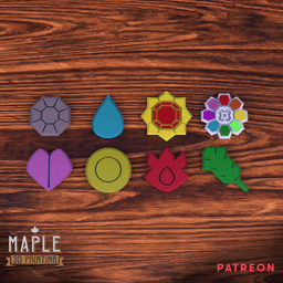 Kanto Gym Badges - Pokemon - Support Free 3d model
