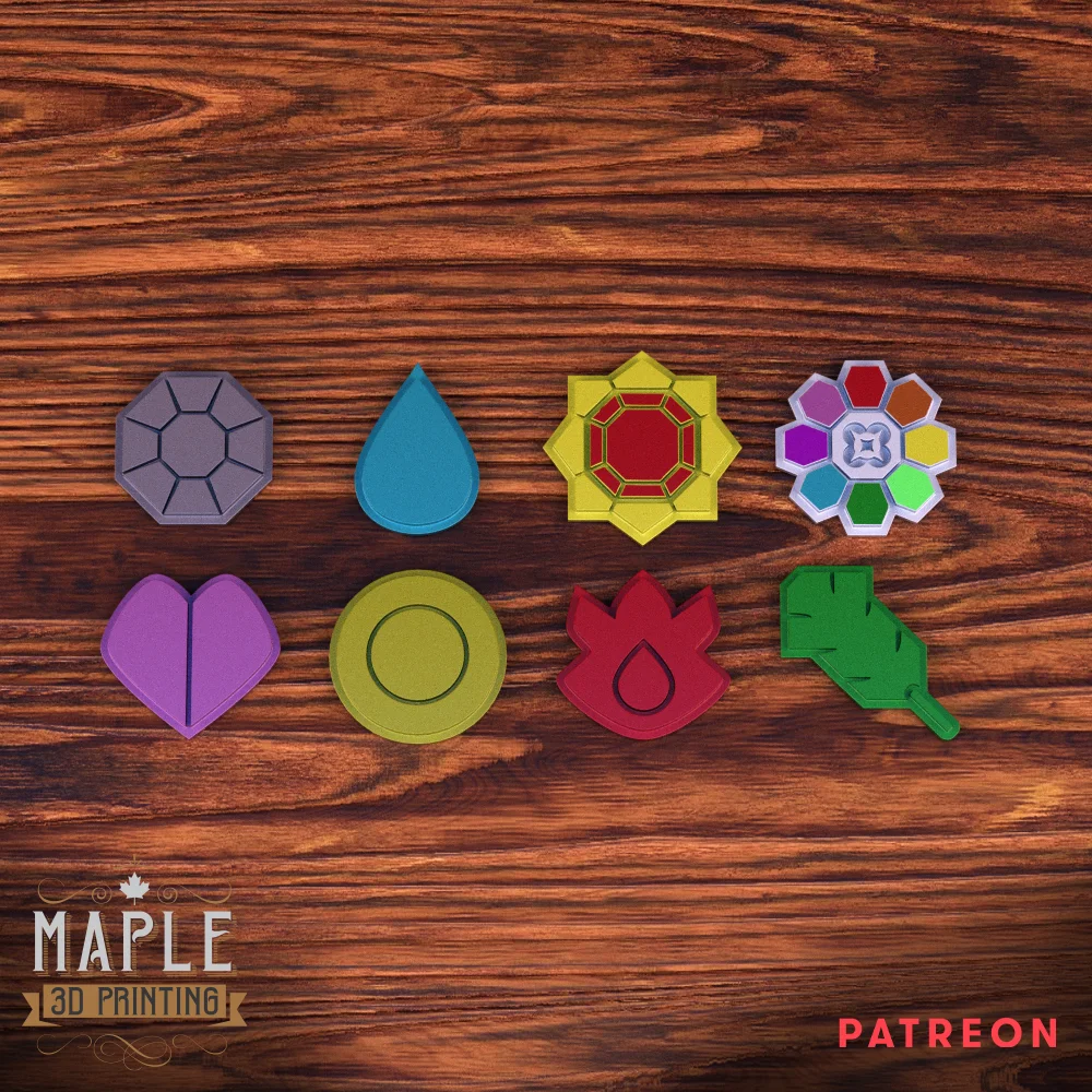 Kanto Gym Badges - Pokemon - Support Free 3d model