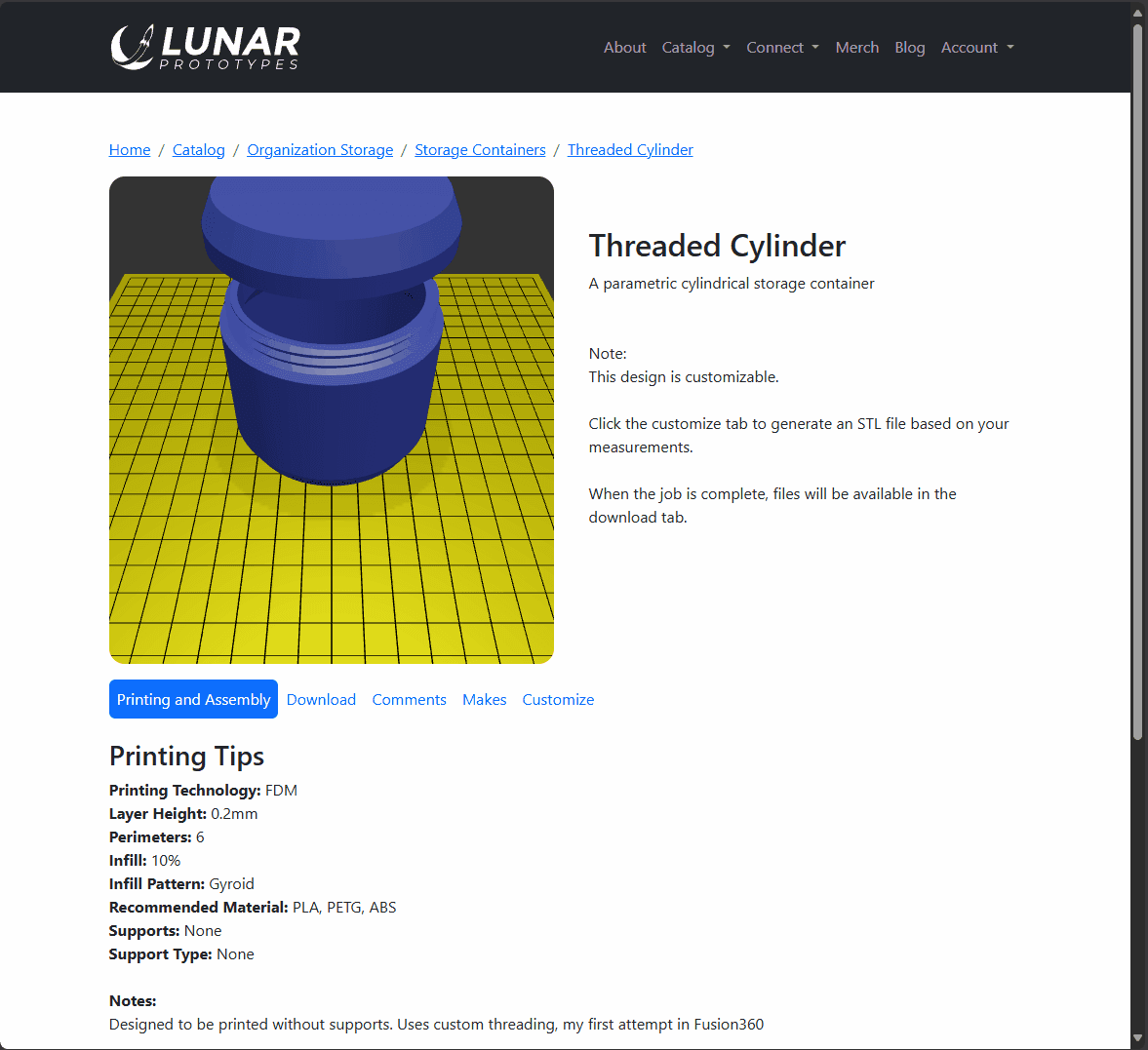 Custom Minimalist Threaded Container 3d model