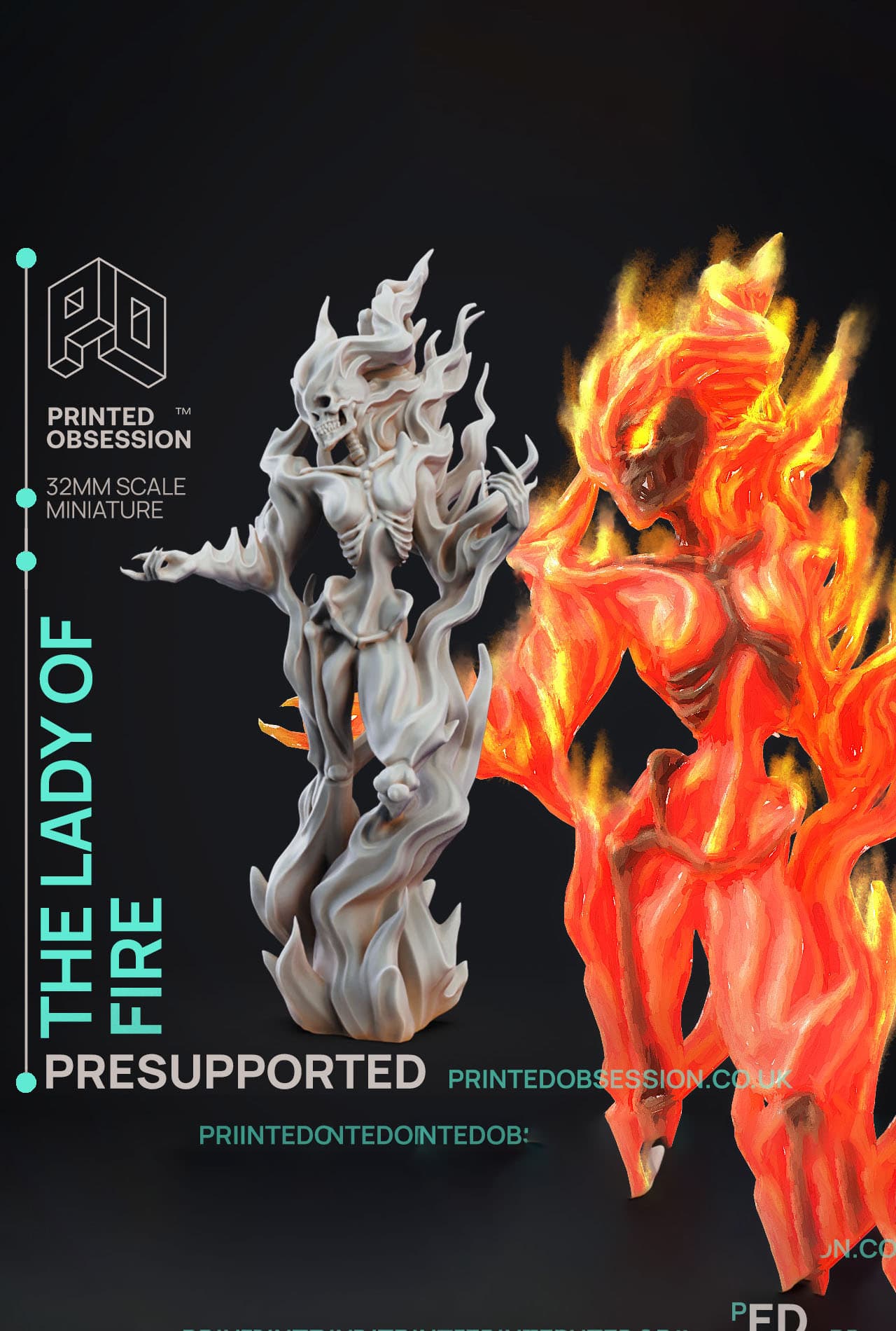 Lady of Fire - Jerrys Circus of Horror - PRESUPPORTED - Illustrated and Stats - 32mm scale 3d model