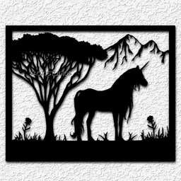 unicorn wall art fantasy decor magical horse 3d model