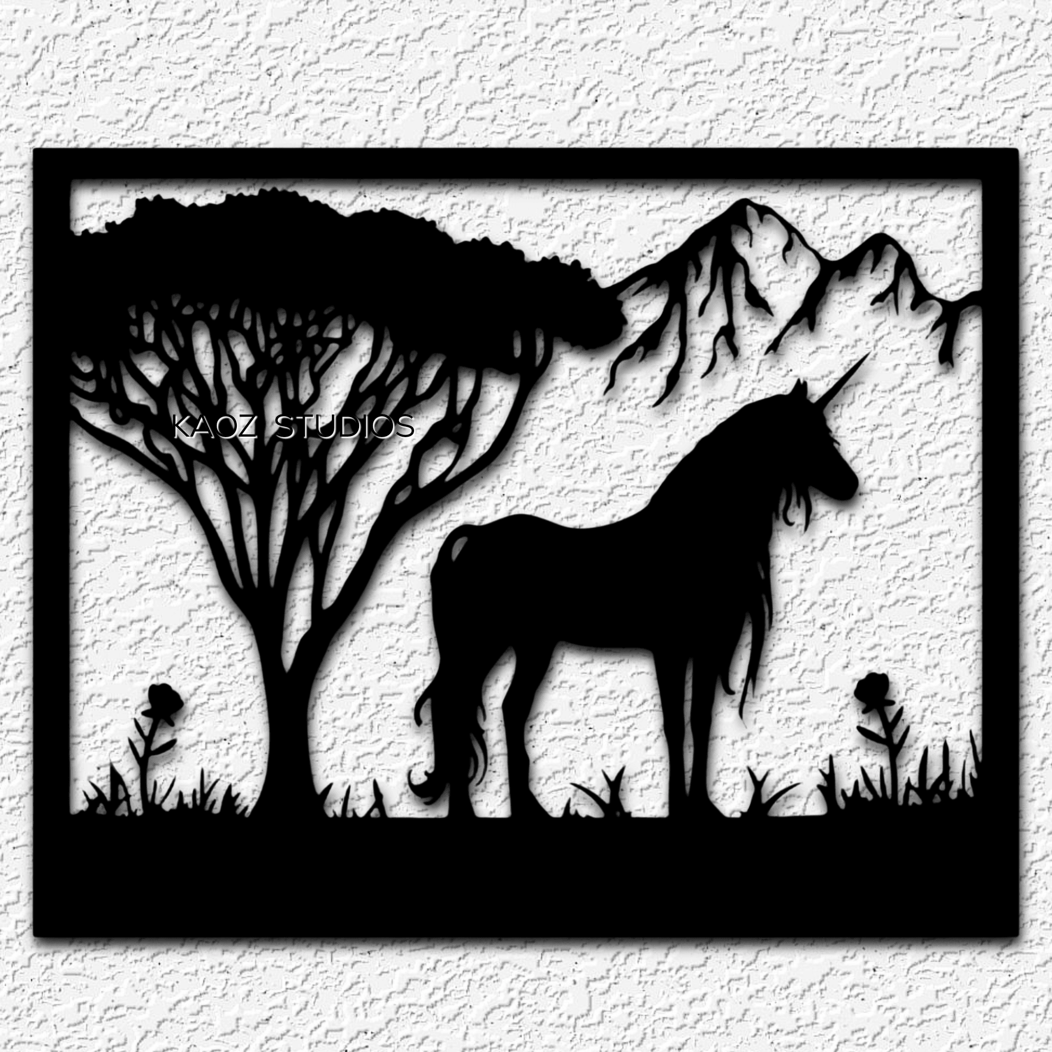unicorn wall art fantasy decor magical horse 3d model