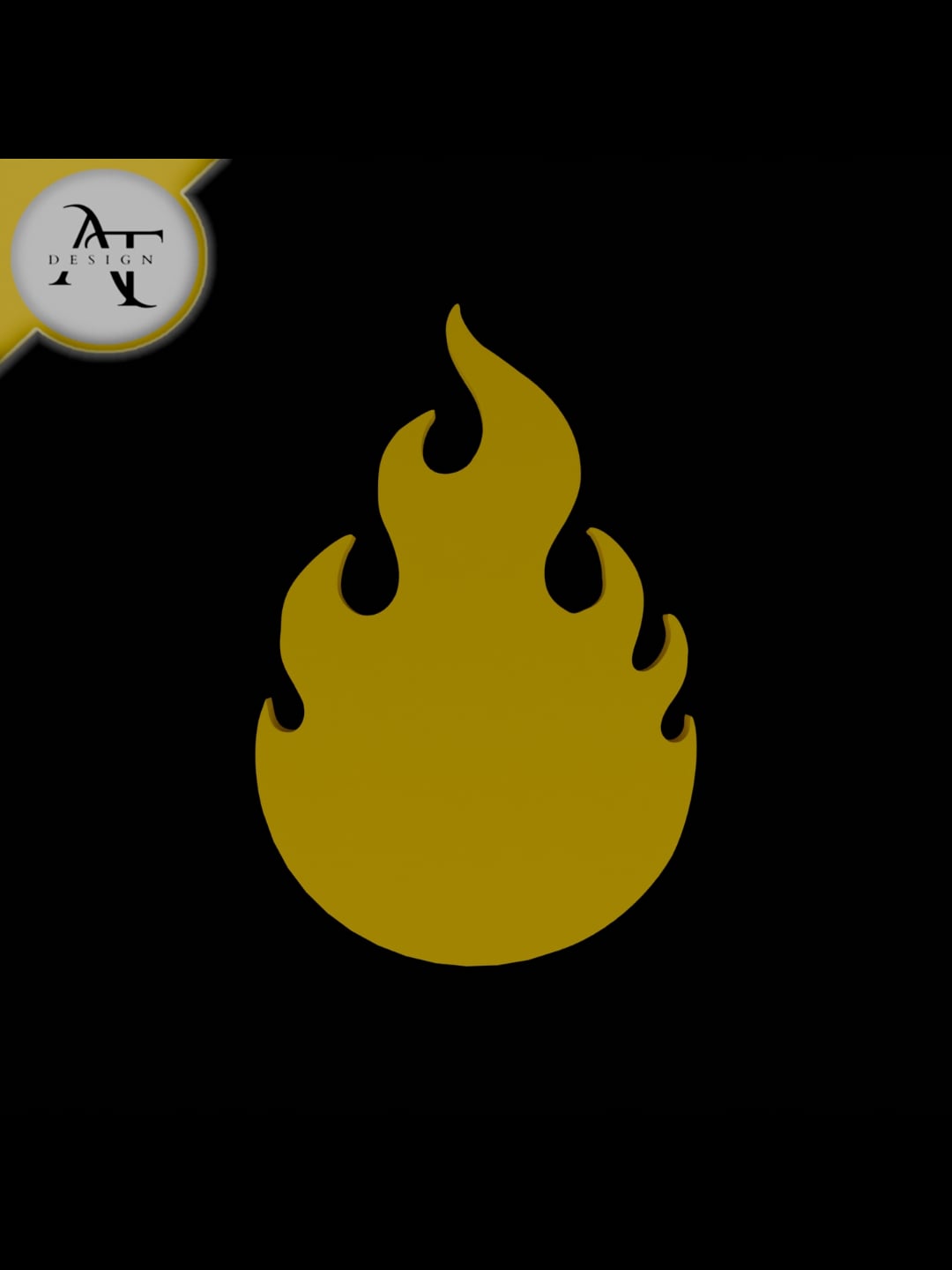 Simple Flame Symbol - 2D Art 3d model