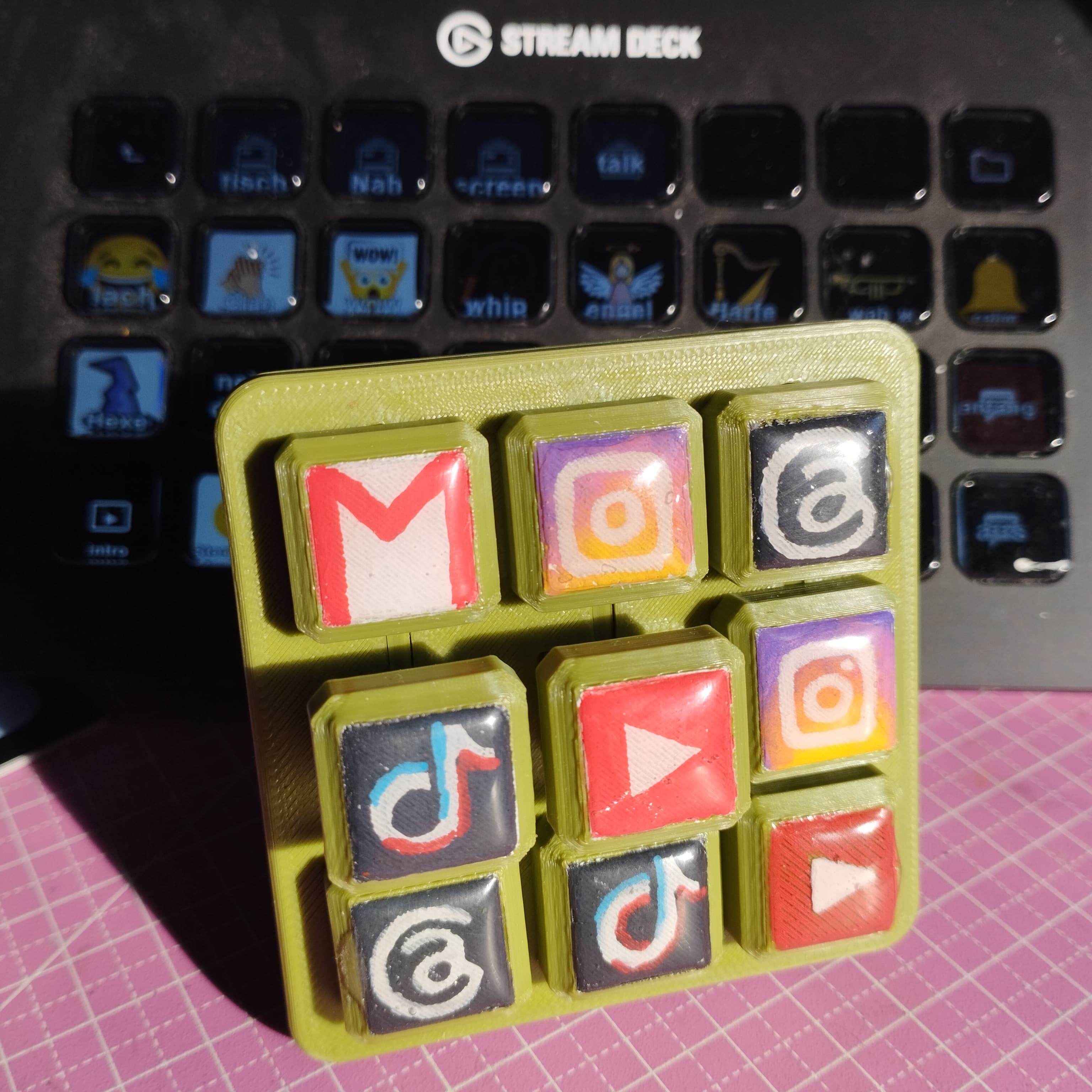 custom painted with socisl media icons to create a task tracker