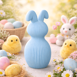 Easter Bunny Figurine STL | Modern Ribbed Bunny | Easter Decoration | Minimalist Home Decor Sculptur 3d model