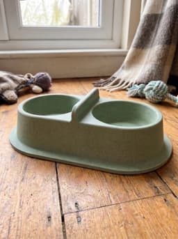 Minimalist Speckled Sage Double Pet Bowl - Dual Food & Water Diner for Cats & Small Dogs 3d model
