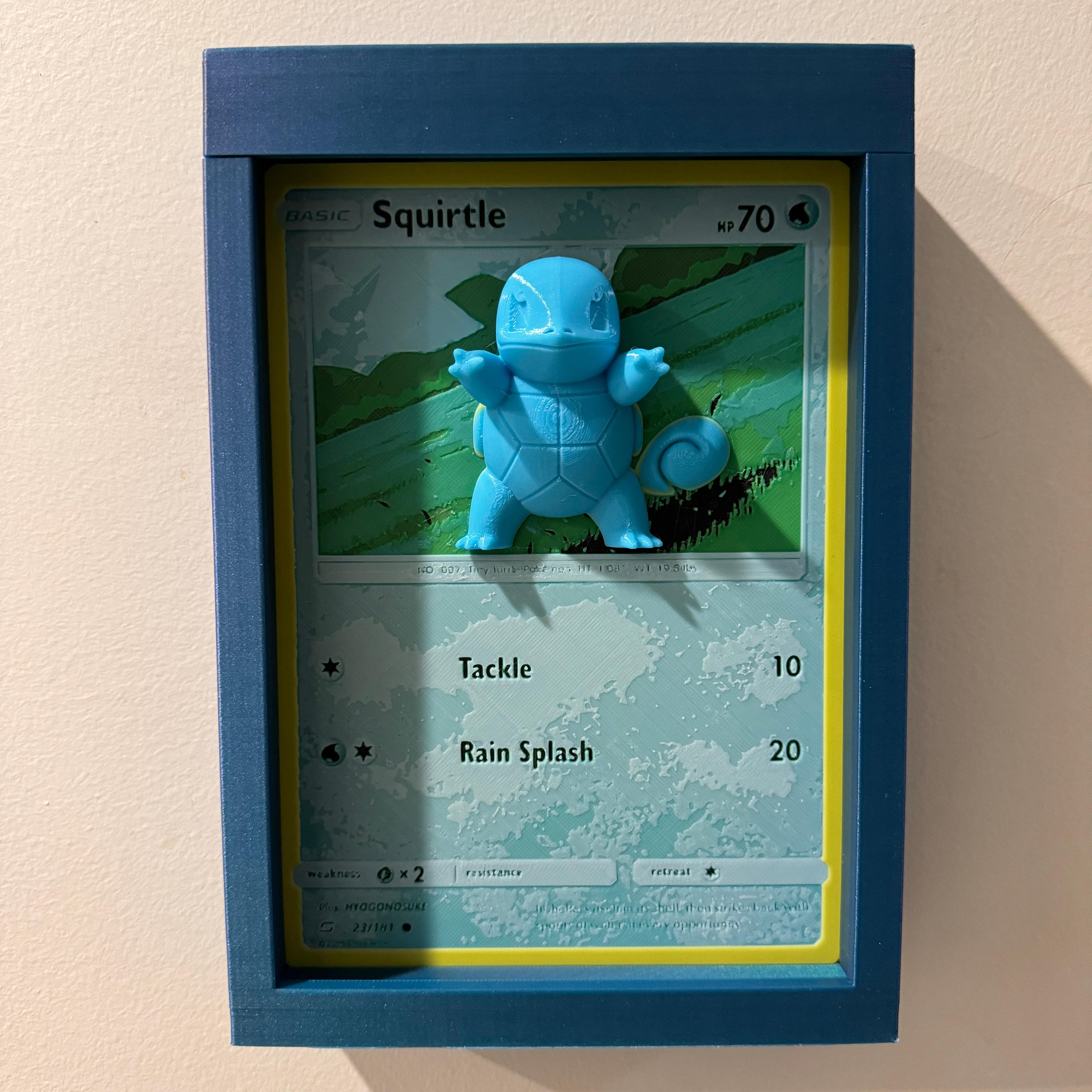 Oversized Squirtle Pokemon Card - Wall Mountable Frame Compatible 3d model