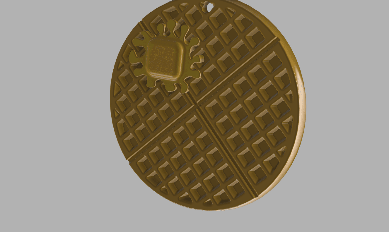 Waffle KeyChain and Earrings with Butter 3d model