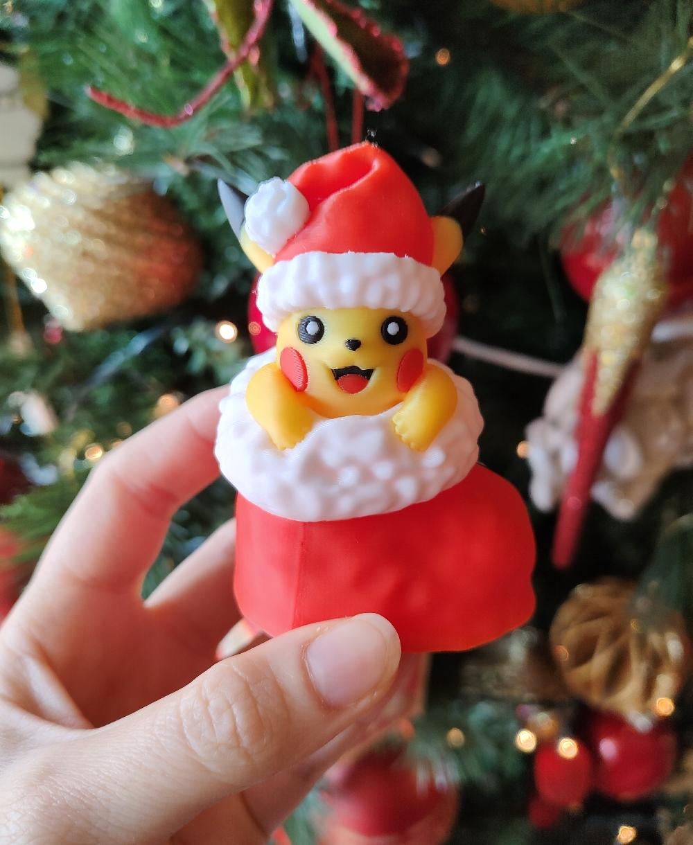 Pikachu in a Christmas Sock_Pose 2 (Normal Sock)(Fanart) - Printed in 4 colors with Bambu Lab X1C  - 3d model