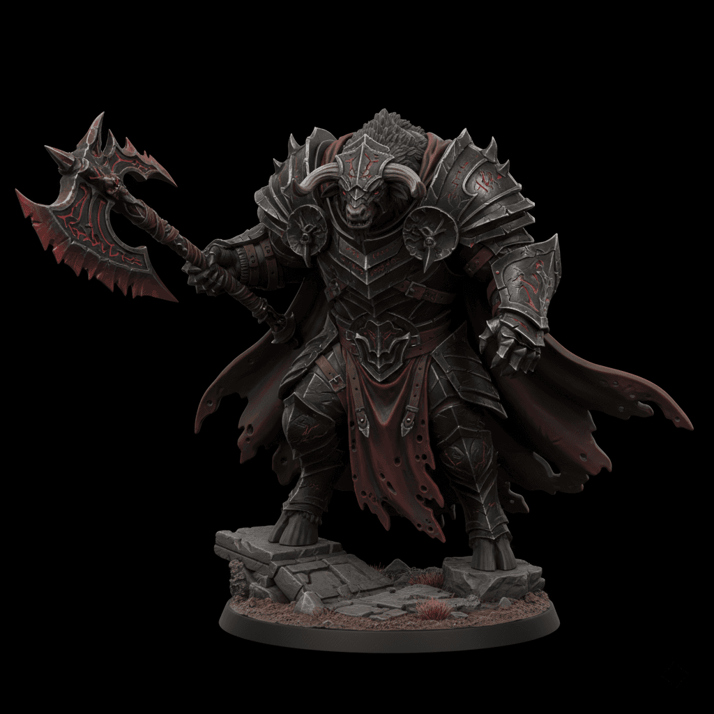 Giant Armored Minotaur Charging Printable STL Model 3d model