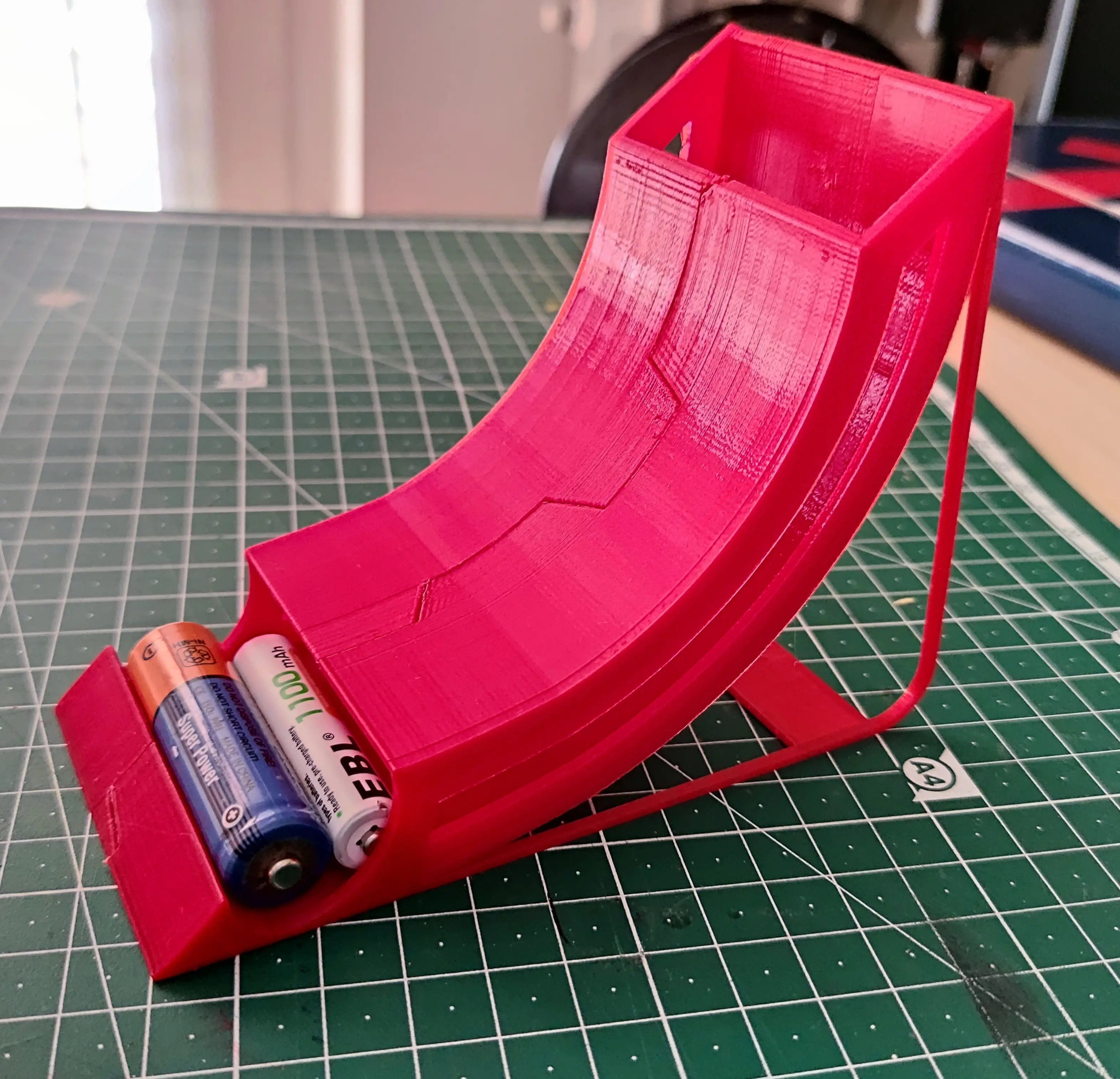 AA AAA Battery Holder to stack rechargeable batteries - Fire Red PLA AA AAA Battery Holder - 3d model