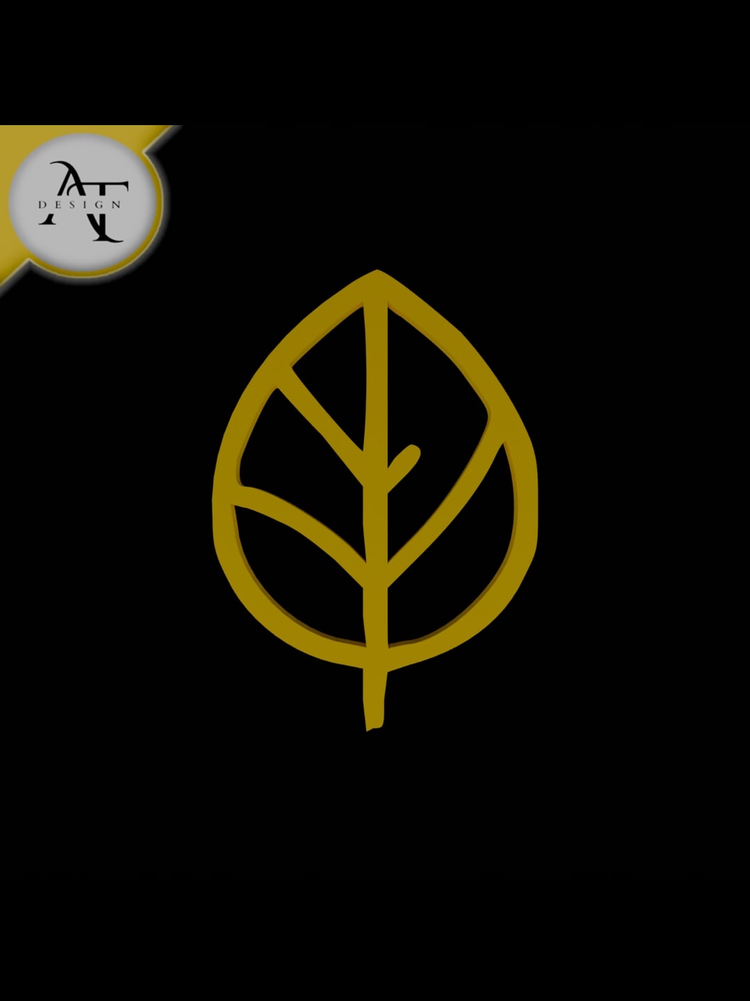 Simple Leaf Symbol - 2D Art 3d model