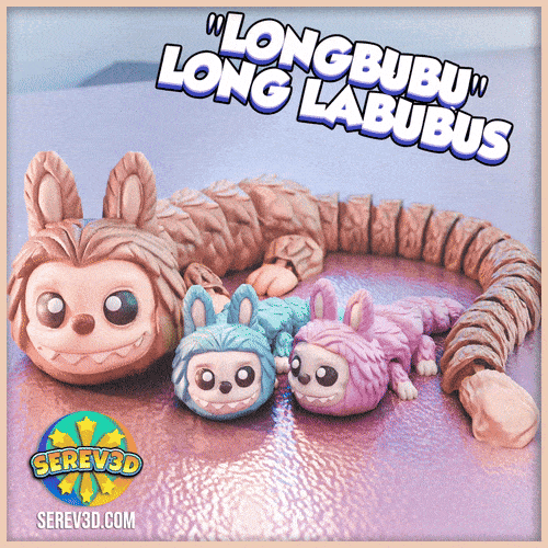 Longbubu - Flexi Articulated Labubu Figure Keychain, Bag Charm & Straw Buddy - No Supports 3D Print 3d model