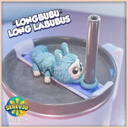 Longbubu - Flexi Articulated Labubu Figure Keychain, Bag Charm & Straw Buddy - No Supports 3D Print 3d model